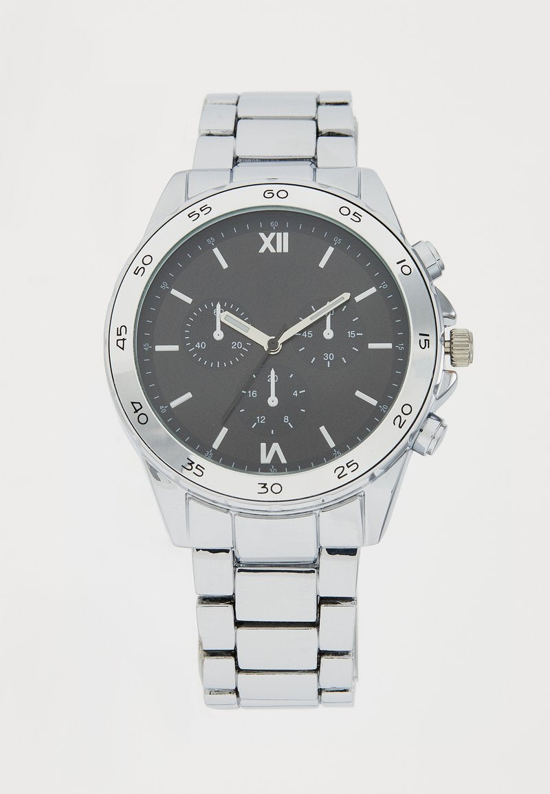 Wristly Chronograph watch - silver black