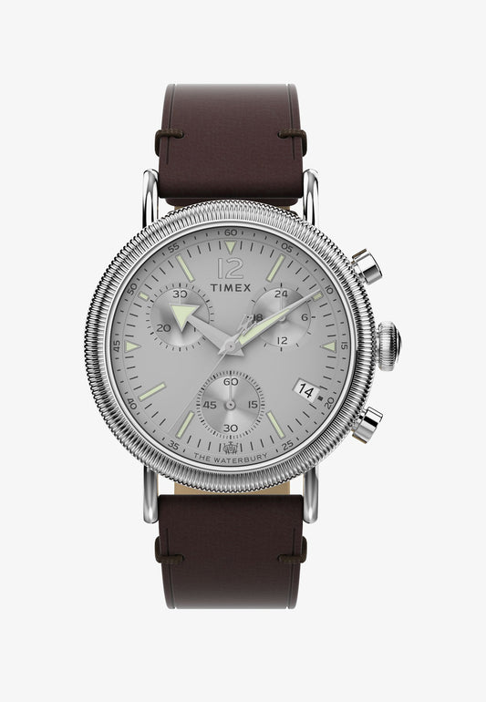 Timex WATERBURY STANDARD COIN EDGE - Chronograph watch - brown and silver coloured