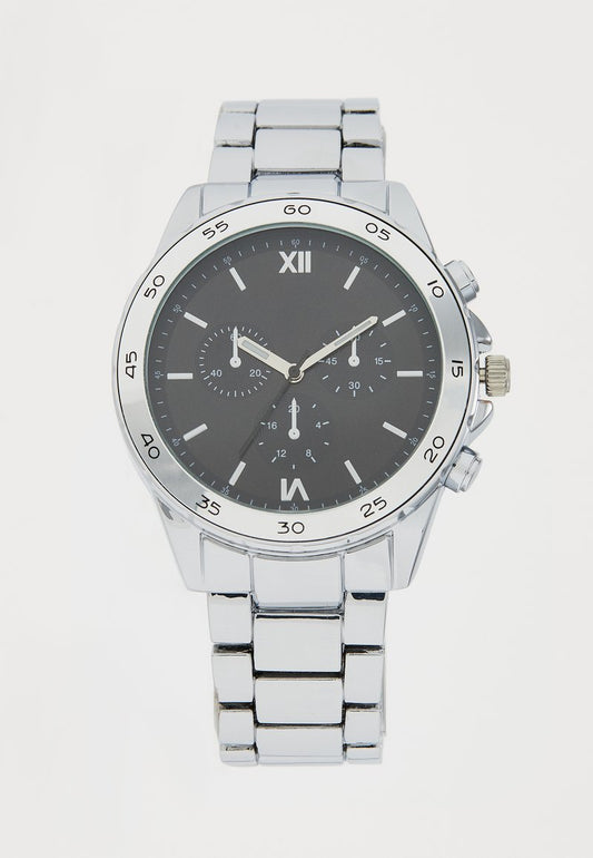 Wristly Chronograph watch - silver black